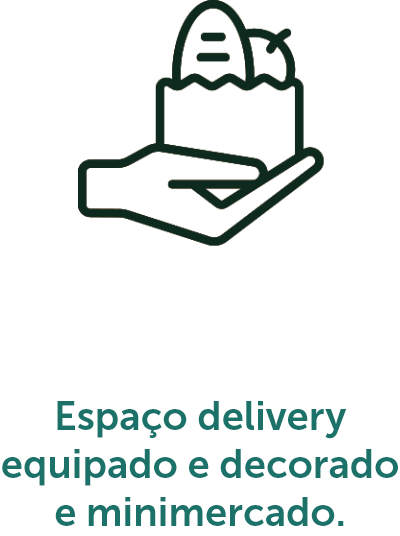 Espaço delivery equipado e decorado e minimercado.